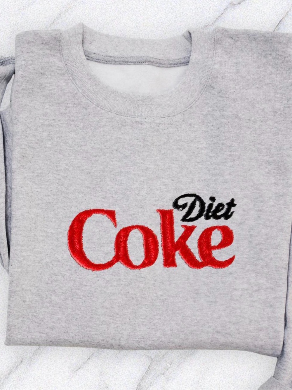 Diet Coke  Light Gray Sweatshirt with Red & Black Embroidered Logo Size XLarge
